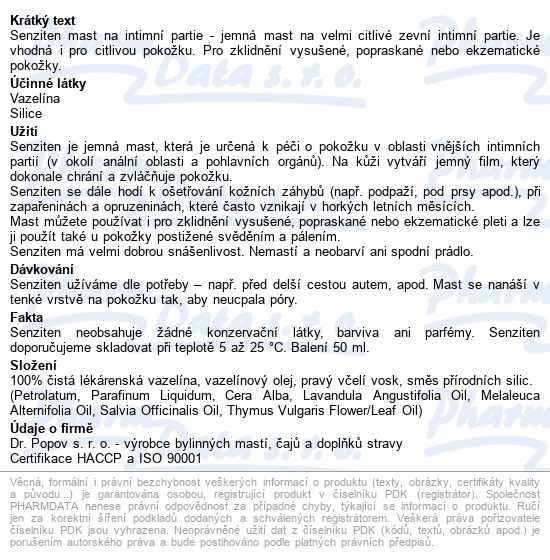 Dr.popov Senziten Mast 50ml - popis