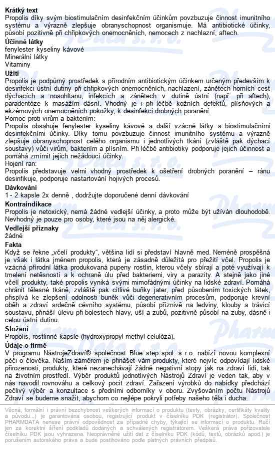 Nástroje Zdraví Propolis Bio Cps.90 - popis