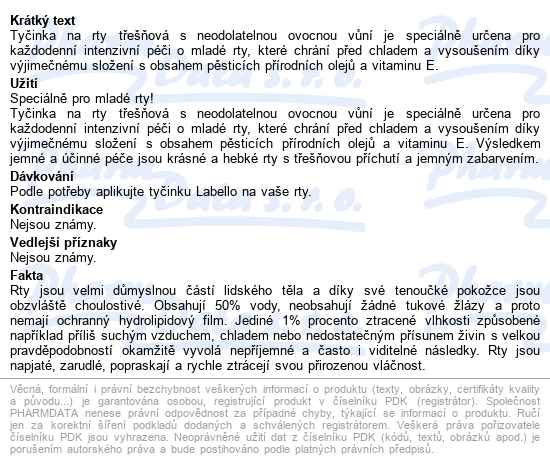 Labello Balzám Na Rty Cherry Shine 4.8g 85071 - popis