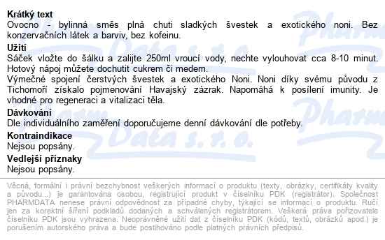Biogena Majestic Tea Noni&švestka 20x2.5g - popis