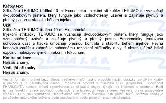 Inj.stř.terumo Třídílná 10ml Luer Lock 100ks - popis