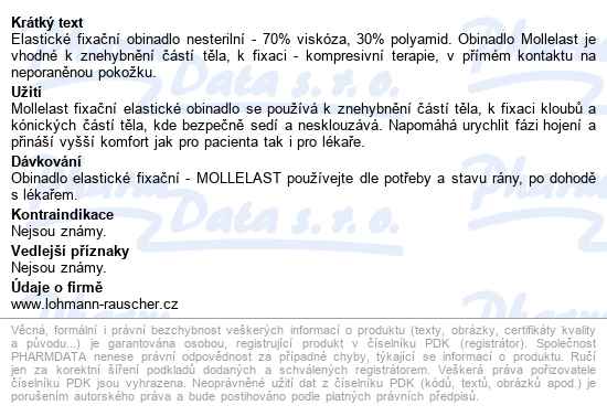 Obinadlo Elastické Fixační - Mollelast 6cmx4m,jednotlivě v celofánu,ref 14411,1ks - popis