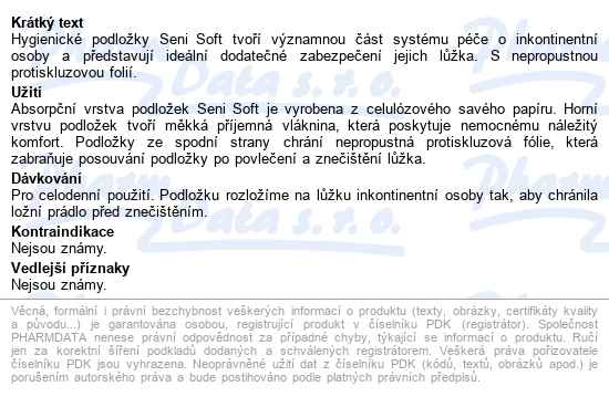Seni Soft Basic Podložky Absorpční 90x60cm 10ks - popis