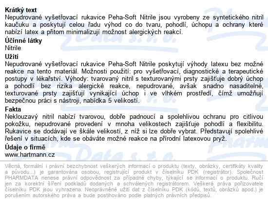 Rukavice Vyš.peha-soft Nitrile B.pudru Nes.s 100ks - popis