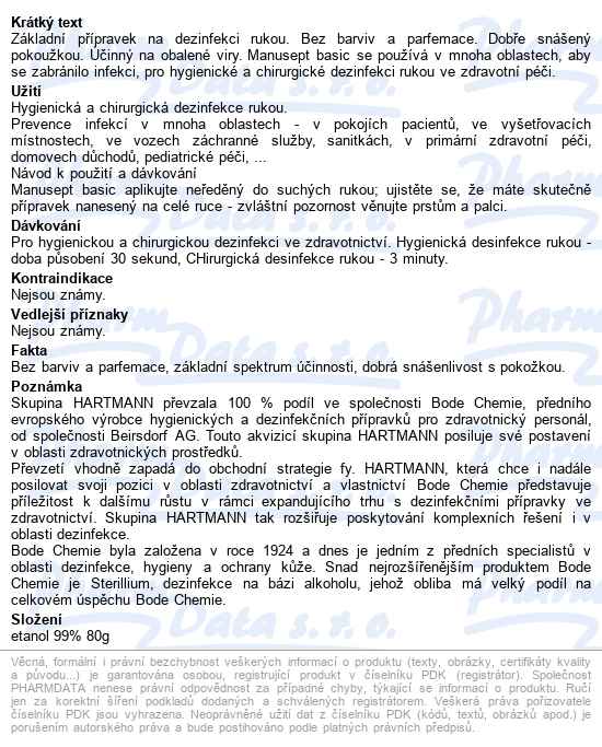 Bode Manusept Basic 500ml - popis