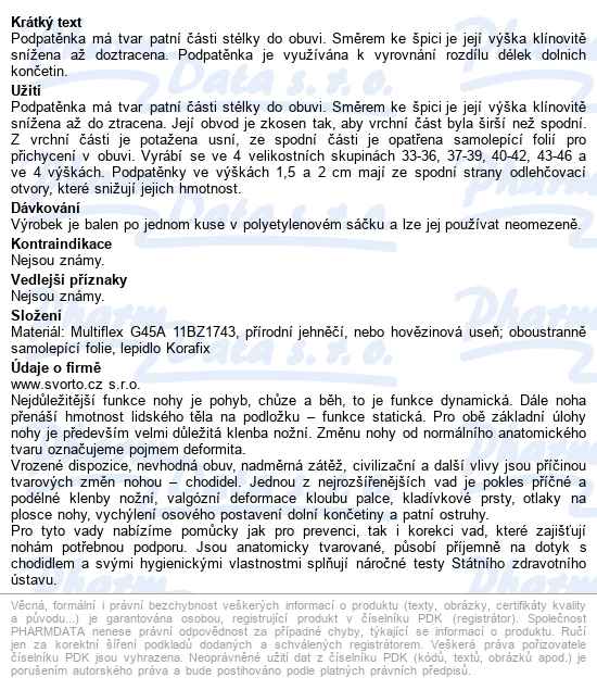 Svorto 017 Podpatěnka Korekční 2cm 40-42 - popis