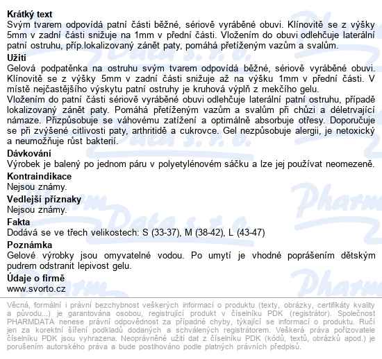 Svorto 108 Gelové Podpatěnky Pro Ostruhu 33-37 (s) - popis