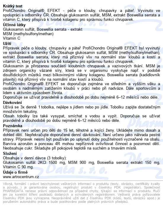 Profichondro Original Efekt Tobolek 180 - popis