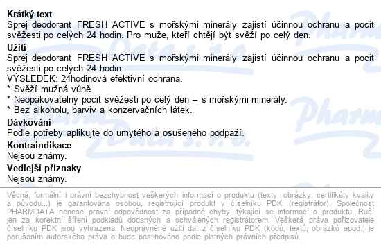Nivea Men Fresh Active Deo Sprej 150ml 81600 - popis