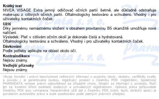 Nivea Visage Odličovač Očí Extra Jemný 125ml 81110 - popis
