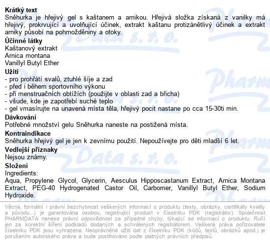 Sněhurka Hřejivý Gel S Kaštanem A Arnikou 50ml - popis
