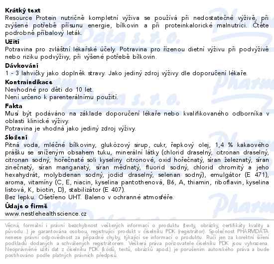 Resource Protein čokoládový 4x200 ml perorální roztok 4x200ml - popis