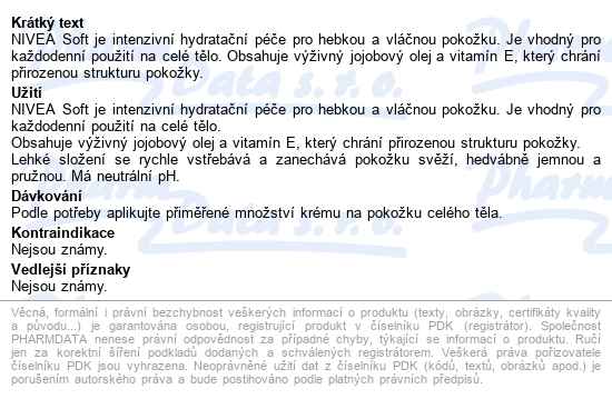 Nivea Soft Krém 300ml 89063 - popis