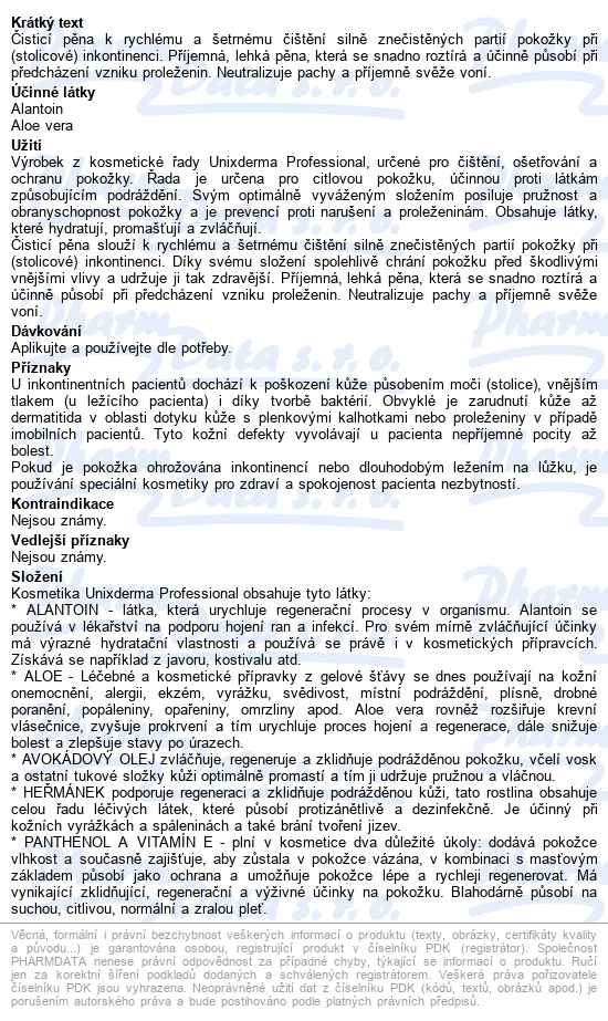 Unixderma čistící Pěna Spray 400ml - popis