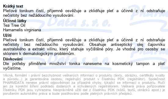 Tea Tree Oil Pleťové Tonikum 150ml Dr.müller - popis