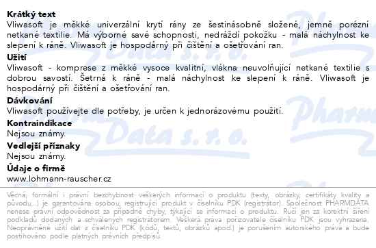 Komprese Vliwasoft nesterilní 10x20 cm 6 vrstev 100 kusů - popis