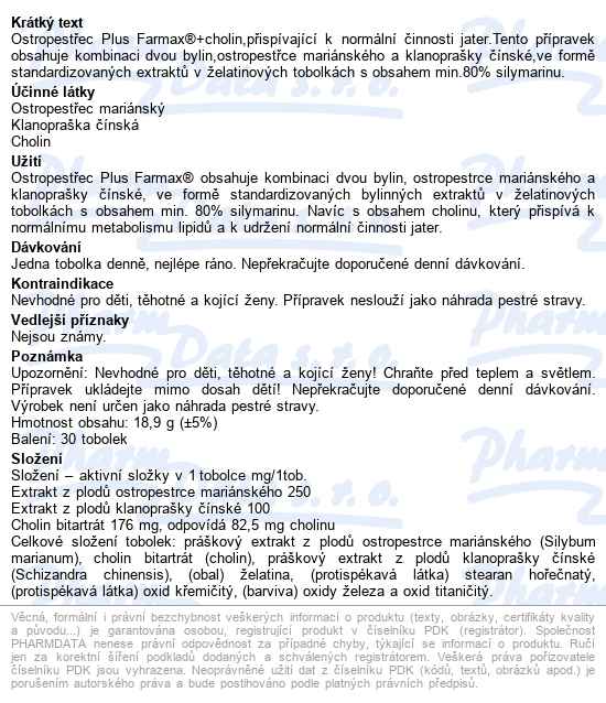 Ostropestřec Plus Farmax Tobolek 30 - popis