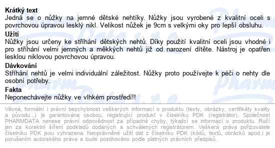 Solingen Pl 472 Nůžky Dětské Nikl - popis