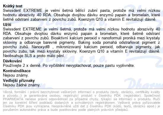 Swissdent Zub.pasta Extreme Bělicí 50ml 19030 - popis