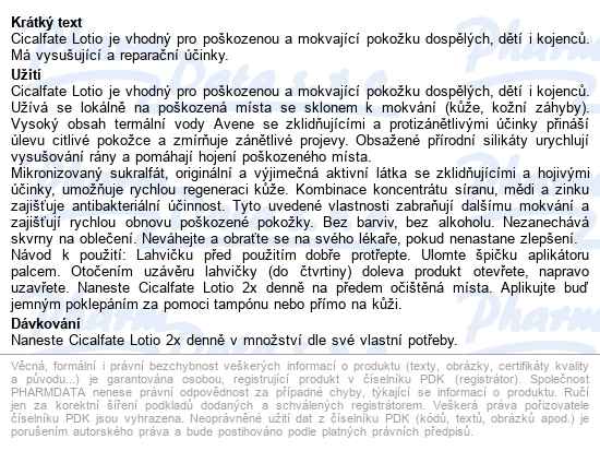 Avene Cicalfate Vysušující A Obnovující Lotio 40ml - popis