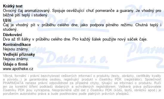 Apotheke Pomeranč A Guarana čaj 20x2g - popis