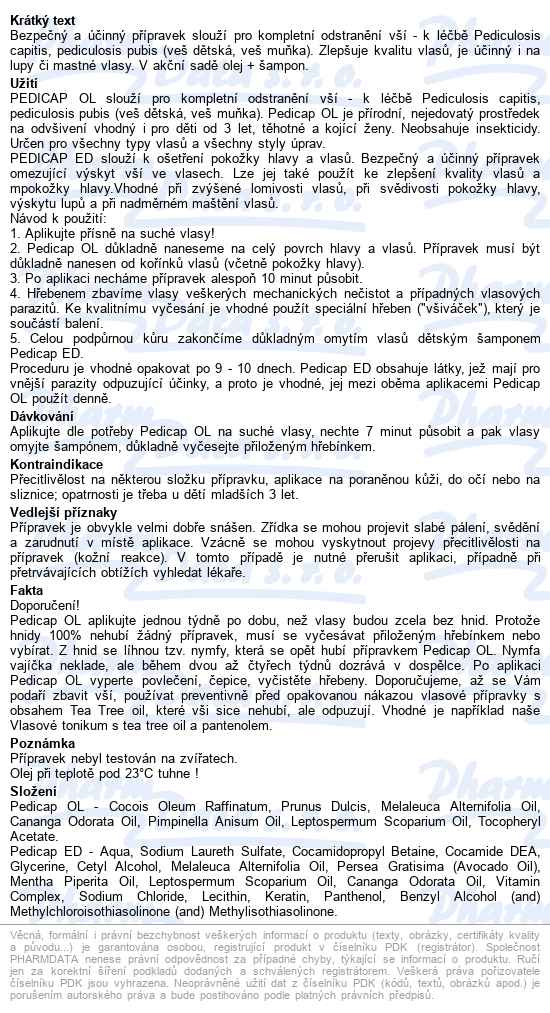 Topvet Pedicap Set Olej Ol 100ml+šampon Ed 200ml - popis