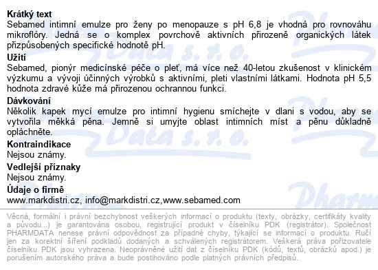 Sebamed Intimní Mycí Emulze Ph 6.8 200ml - popis