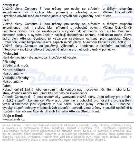 Pleny Absorpční Attends Contours Regular 7 1800ml,28ks - popis