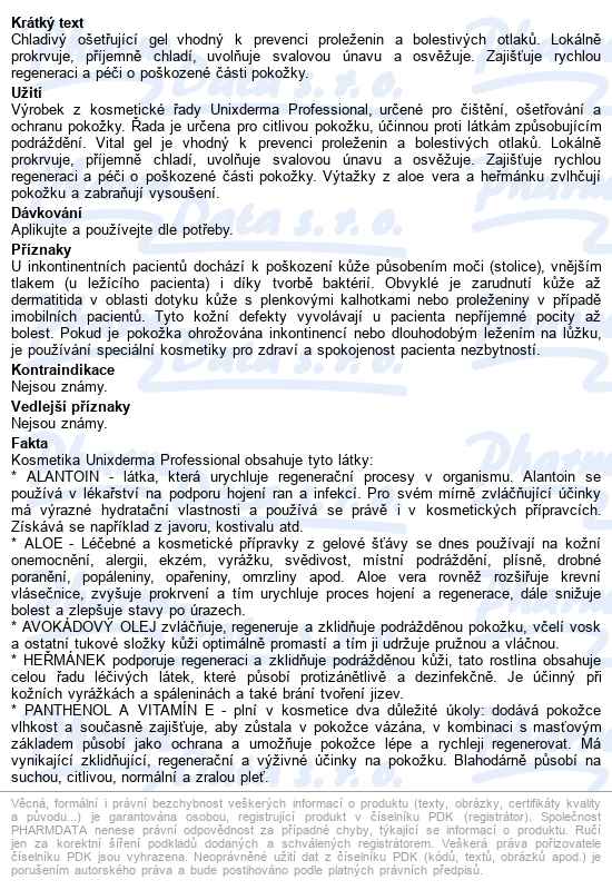 Unixderma Vital Gel 250ml - popis