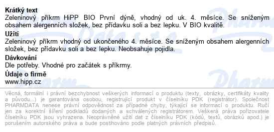 Hipp První Dýně Bio 4/6m 125g - popis