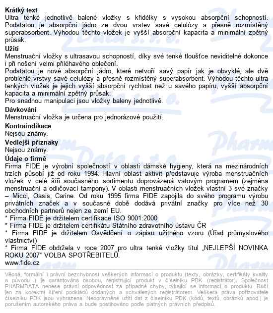 Oasis Vložky S Křidélky Ultra 10ks - popis