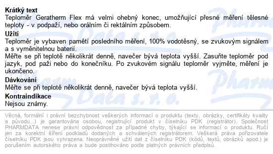 Teploměr Digitál.s Ohebným Koncem Geratherm Flex - popis