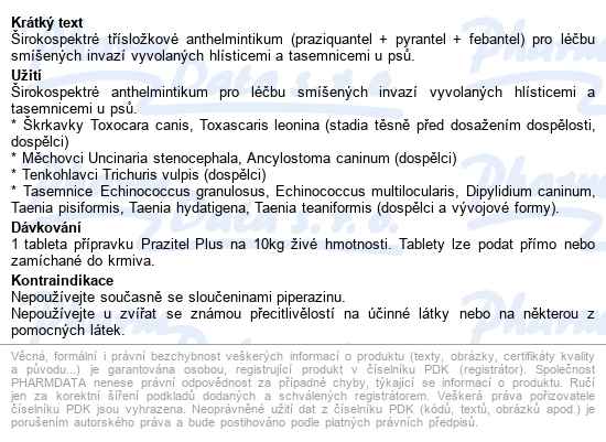 Prazitel Plus Vet.tbl.104 - popis