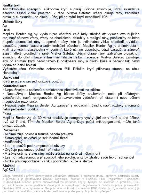 Mepilex Border Ag 10x12,5 cm, 5 ks, antimikrobiální pěnové samolepíc - popis