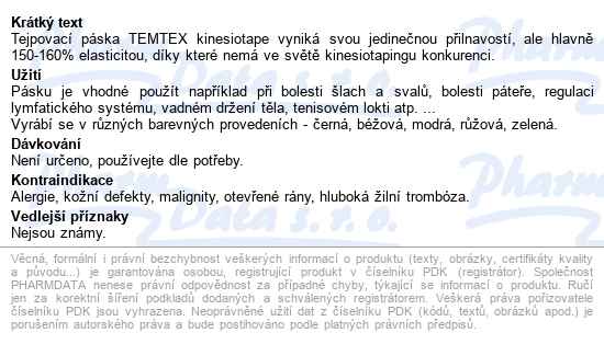 Temtex Kinesio Tejpovací Páska černá 5cmx5m - popis