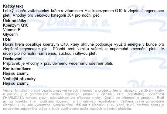 Ryor Koenzym Q10 Noční Krém 50ml - popis