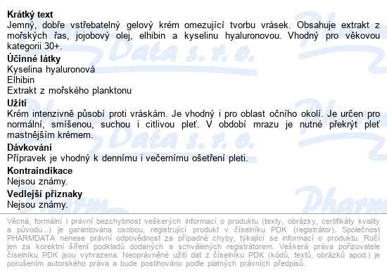Ryor Mořské řasy Aktivní Krém Proti Vráskám 50ml - popis