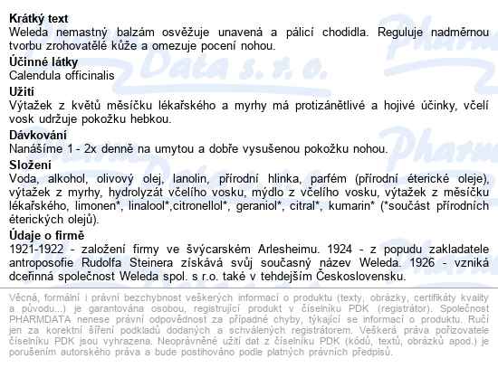 Weleda Balzám Na Nohy 75ml - popis