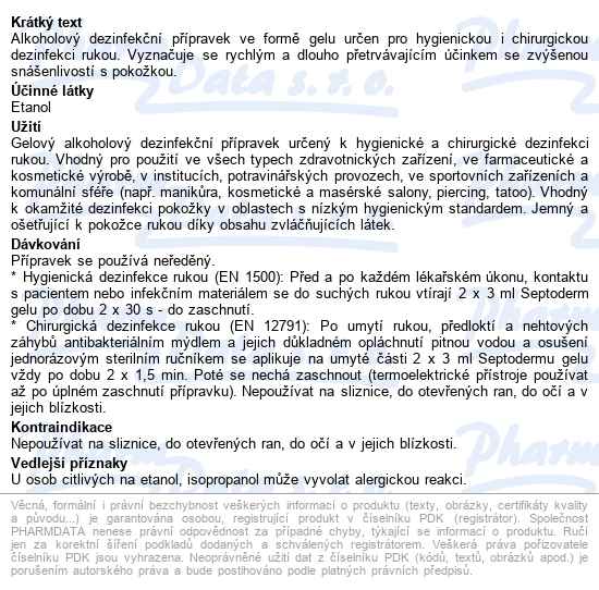 Septoderm Gel S Dávkovačem 500ml Schülke - popis