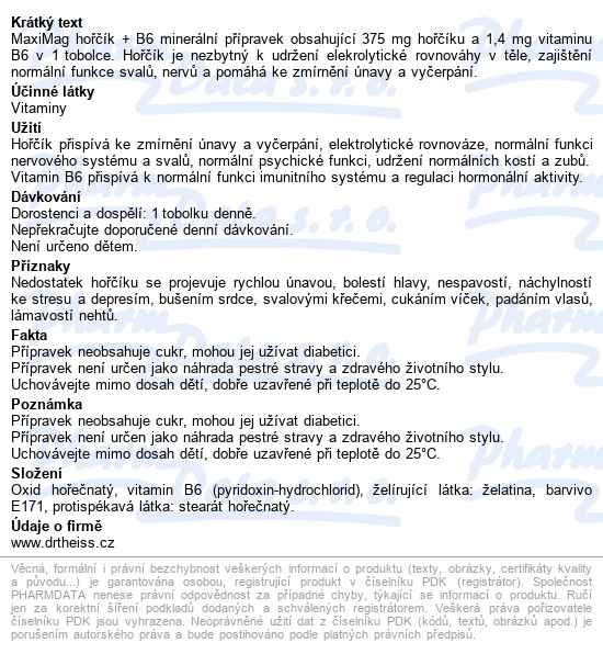 Maximag Hořčík 375mg+b6 50 Tobolek - popis