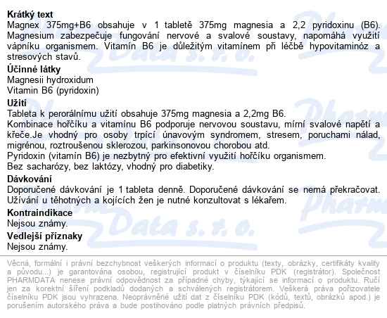 Magnex 375mg+b6 Tbl.180 - popis