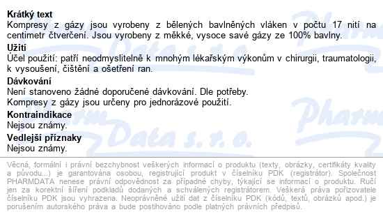Gáza Kompr.nester.7.5x7.5cm/100ks 8vrst.steriwund - popis