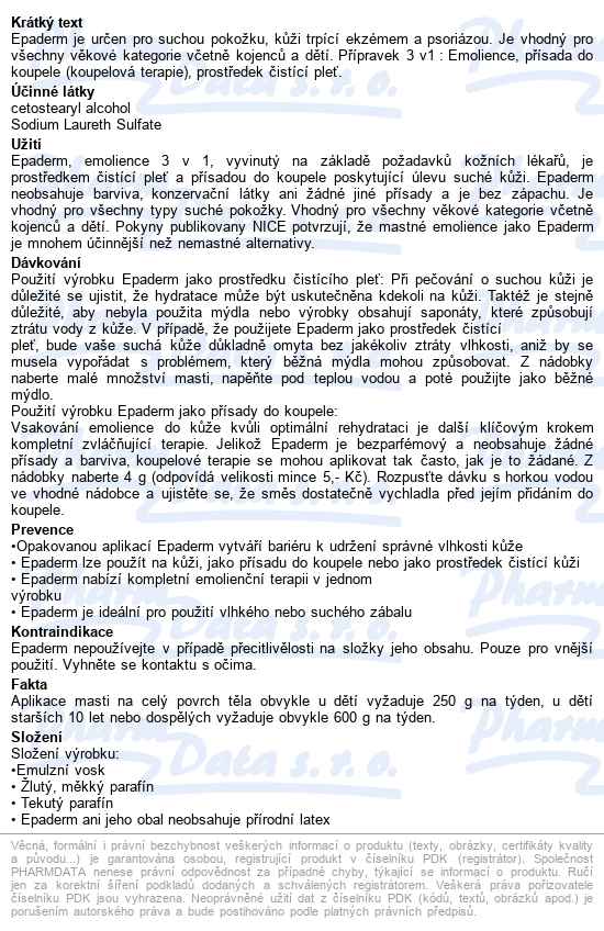 Epaderm Ointment 125g - popis