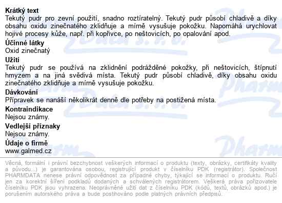 Tekutý Pudr 100g Tuba Galmed - popis