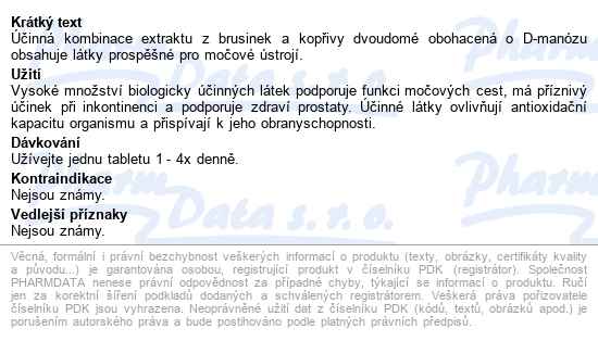 Nefdesanté Brusinky D-manóza Kopřiva Tbl.60 - popis