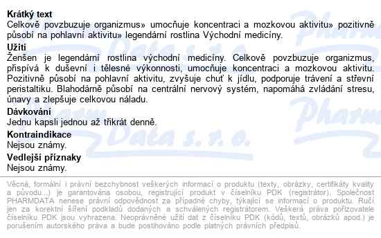 Nefdesanté ženšen 200mg Cps.60 - popis