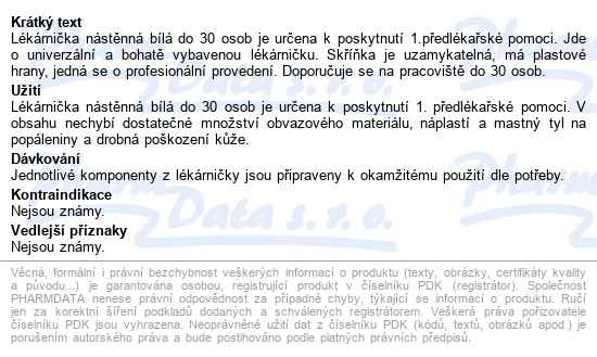 Lékárnička Nást.dřev.bílá Do 30 Osob Steriwund - popis