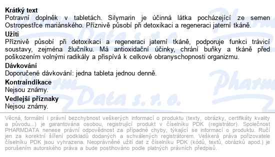 Nefdesanté Silymarin Tbl.60 - popis
