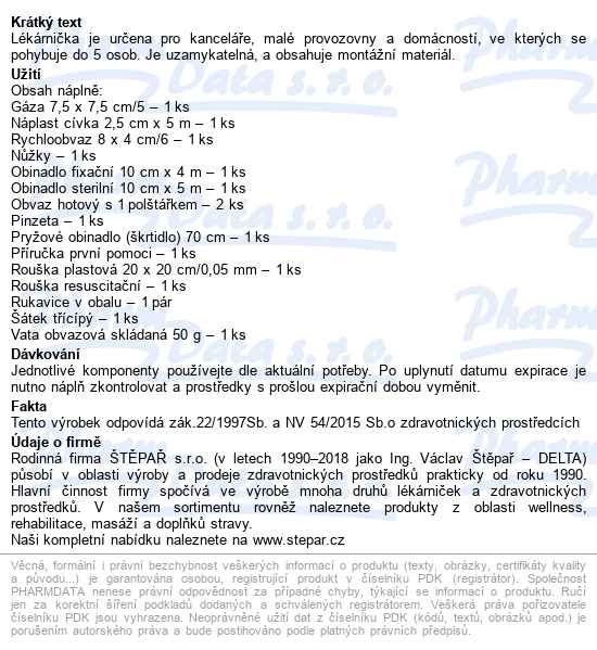 Lékárnička Dřevěná S Náplní Zm05 5 Osob - popis