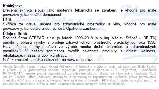 Lékárnička - Bílá Dřevěná 330x230x120mm Prázdná - popis
